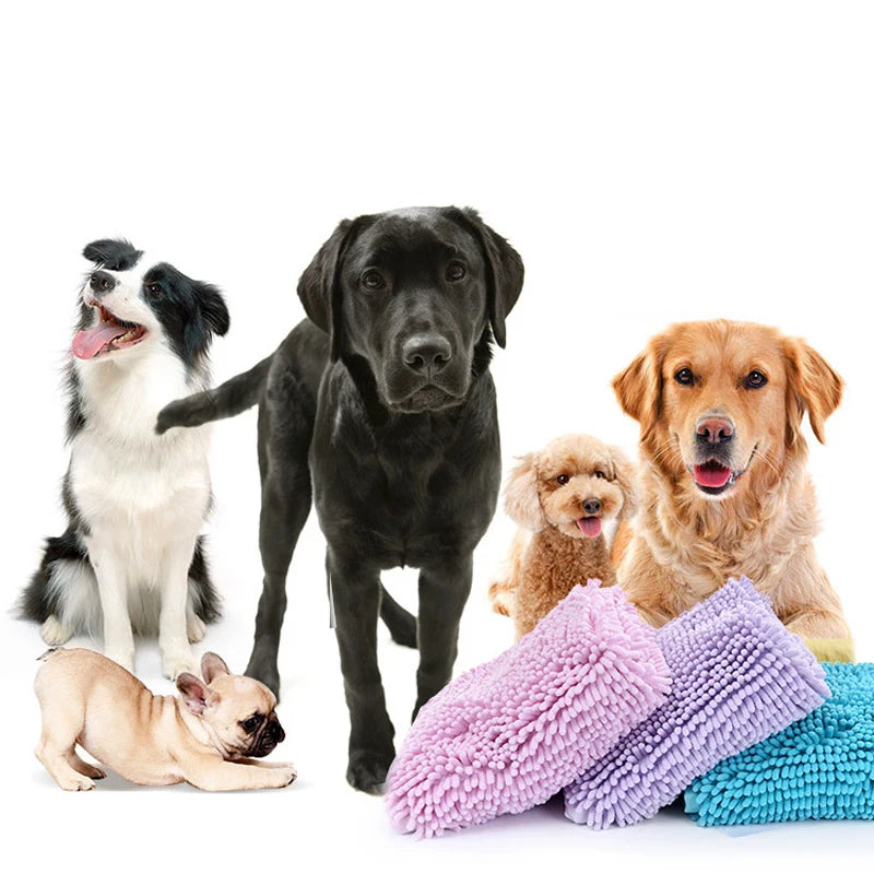 Pet Soft Bath Towel Dog Cat Chenille Dry Towls Soft Grooming Massager Absorbent Quick-drying For Small Medium Large Dogs Cats